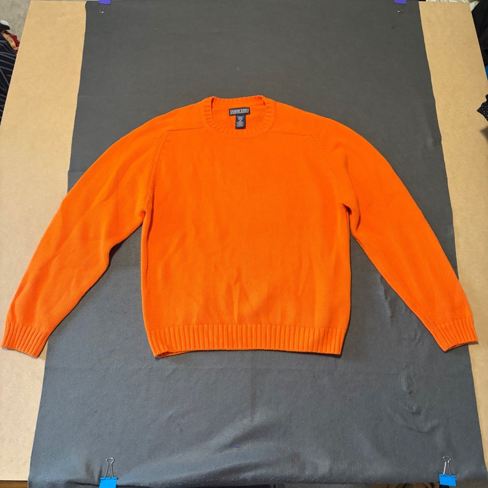 Lands' End Sweater Womens Petite M Orange Knit Comfort Cotton Core Fall Warm